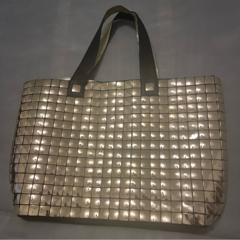 Ted Baker gold mirror tiled tote bag rare